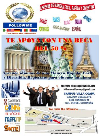 BECAS del 50% en inscripción y en mensualidades. Adicional UN MES GRATIS si te inscribes en Marzo y Abril.